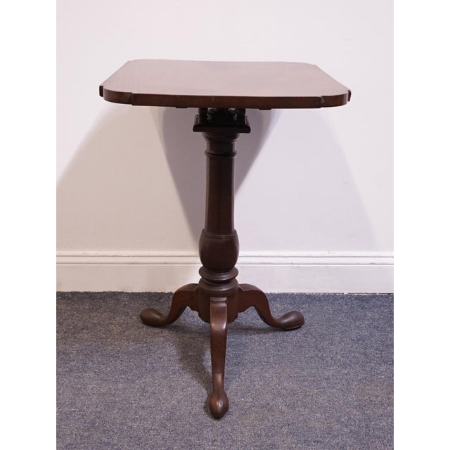 Vintage Antique Late 19th Century Solid Mahogany Traditional Georgian Style 19x22" Tilt Top Accent End Table For Sale - Image 4 of 10