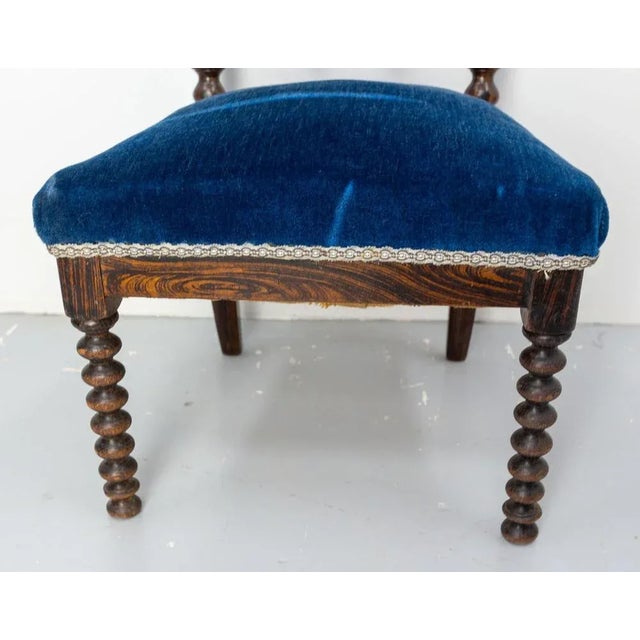 Napoleon III Chair with Turned Beech & Velvet for Child, 1880s For Sale - Image 11 of 12