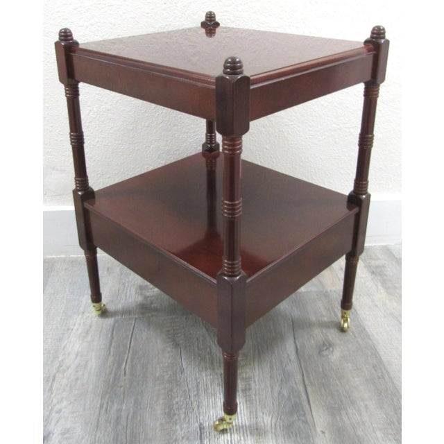 1980s Bombay Regency Style Cherry Finish Two Tier Side End Table For Sale In Miami - Image 6 of 13