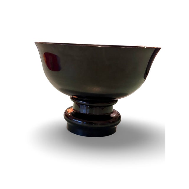 1980s Black Glass Bowl For Sale - Image 4 of 6