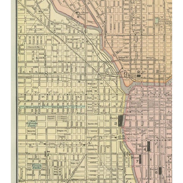 Antique Map of Chicago Railway Terminals The Windy City by Ran McNally, 1899 For Sale - Image 4 of 12