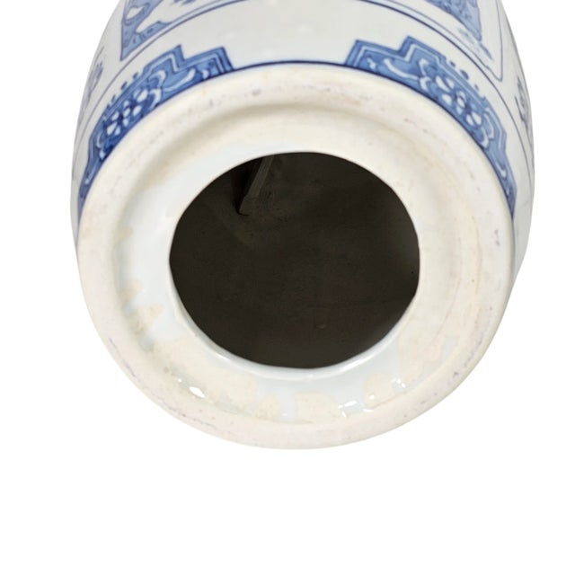 Ceramic Vintage Chinese Blue and White Porcelain Garden Stool Shouxing Peach Longevity Motif 13" For Sale - Image 7 of 7