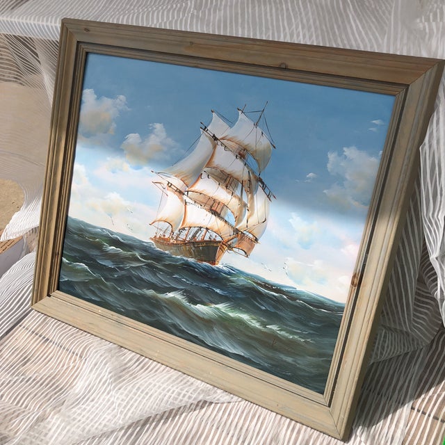 Original Oil Framed K. Dossi Nautical Sailing Clipper Ship Painting