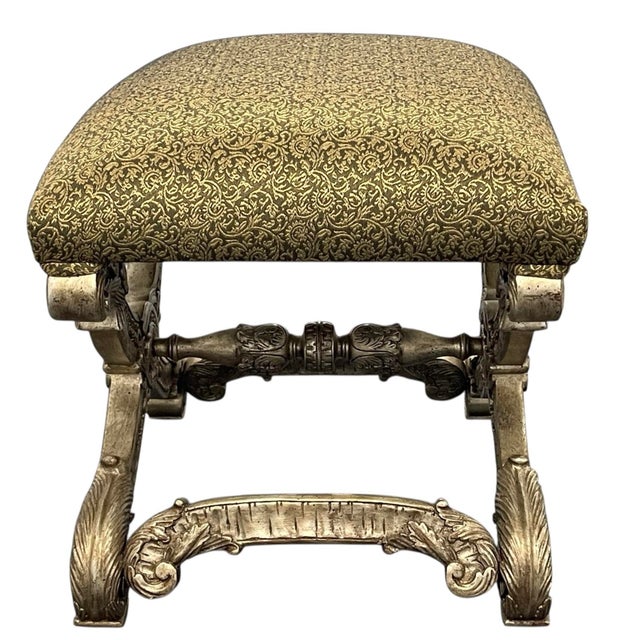 French Empire Style Carved X-Form Footstool For Sale - Image 4 of 12