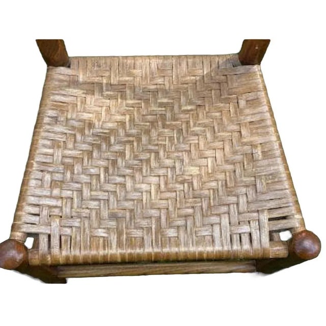 Early 20th Century Early 20th Century Pair of Oak Ladder Back Woven Seat Shaker Style Chairs For Sale - Image 5 of 8
