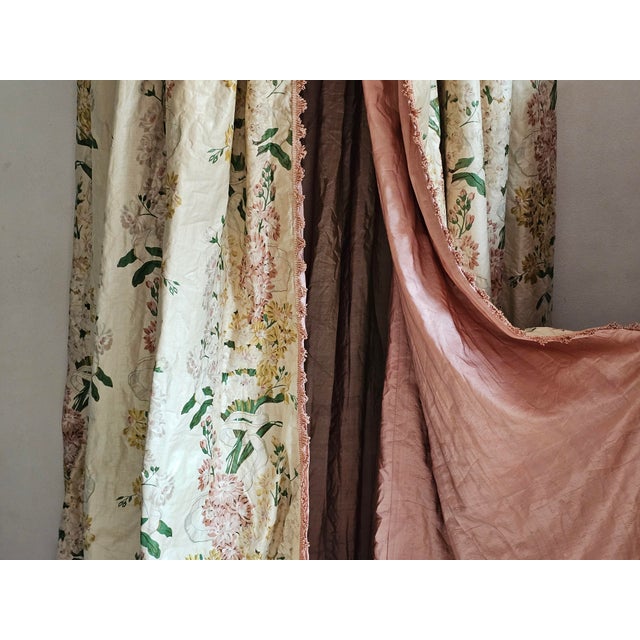 Art Deco French Chintz Bed Crown Canopy with Silk Lining and Original Passementerie, 1920s For Sale - Image 9 of 17