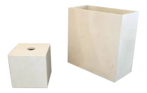 Maitland Smith Style Tessellated Marble Tissue Box & WasteBasket - a Pair