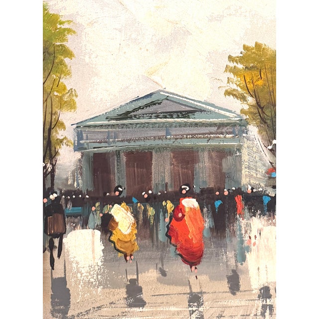 Street of Paris Impressionist Painting Signed Oil on Canvas Original Frame For Sale - Image 4 of 9
