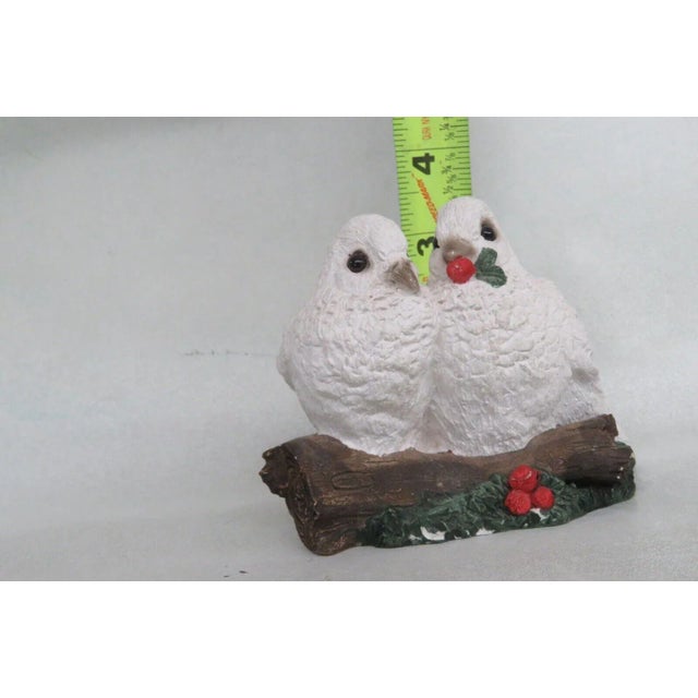 1990s Stone Critters Sc 407 White Doves Birds Sitting on a Branch Figurine For Sale - Image 5 of 10