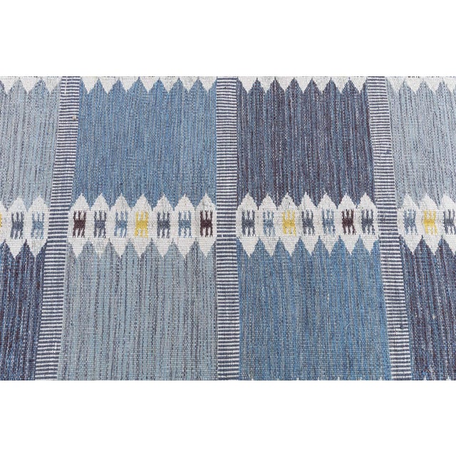 Mid-Century Modern Flatweave Modern Geometric Stripe Slate Gray Rug "Cresta" by Doris Leslie Blau For Sale - Image 3 of 7