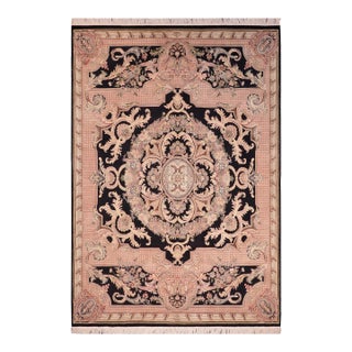 Art Nouveau Savonnerie Pak-Persian Black/Rust Wool Rug - 8'1'' X 10'4'' For Sale