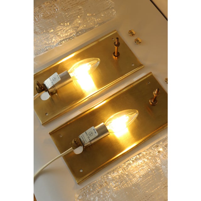 Glass and Brass Wall Lights by Carl Fagerlund for Orrefors, 1960, Set of 2 For Sale - Image 11 of 15