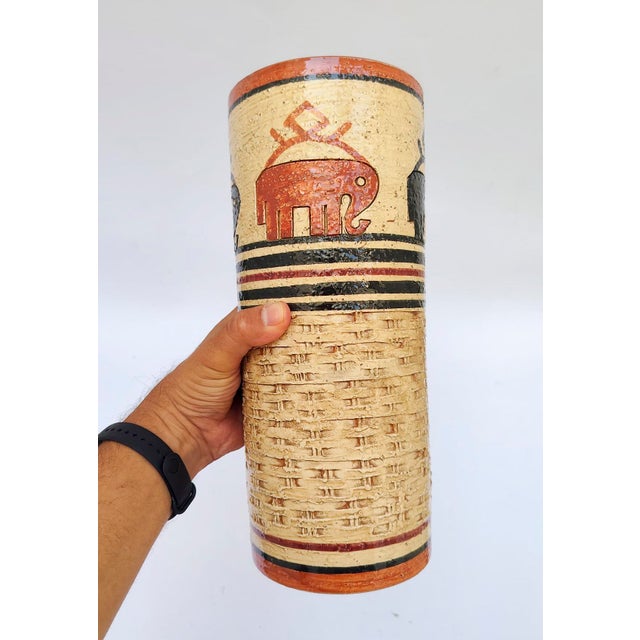 Ceramic Vintage Ceramic Vase with Elephants by Aldo Londi for Bitossi, 1970s For Sale - Image 7 of 9