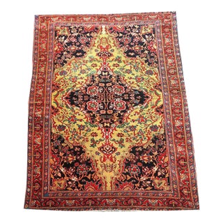 Antique Collectible Gold Ground Persian Ferahan Sarouk Rug For Sale