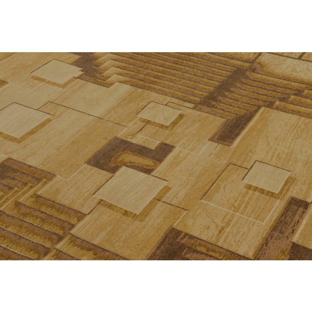 Rug & Kilim Rug & Kilim's Modern Optical Illusion Rug in Canyon Gold and Mocha For Sale - Image 4 of 9
