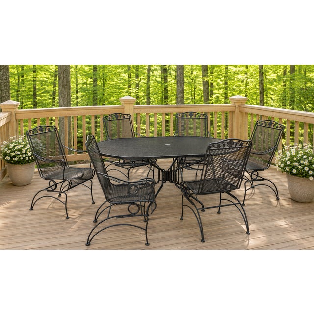 Vintage Russel Woodard "Primrose" Wrought Iron Family Patio, 7 Pieces For Sale - Image 18 of 18