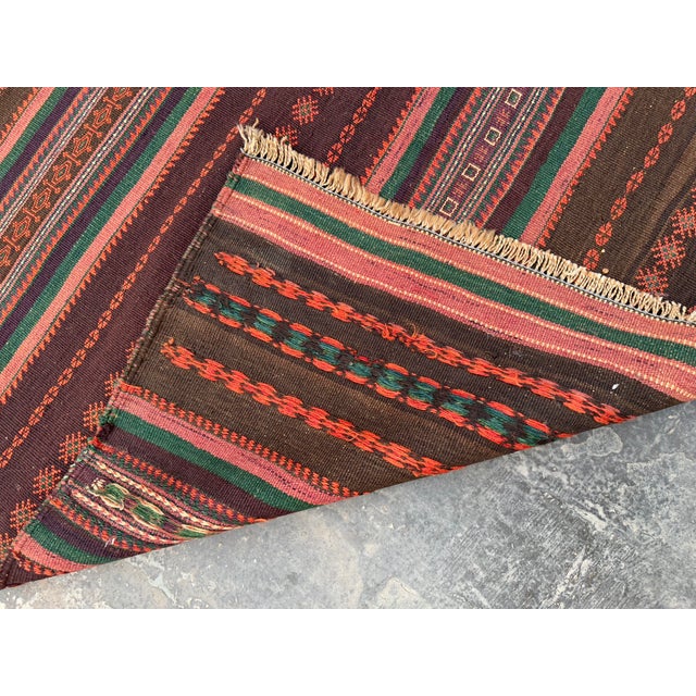 Textile Vintage Afghan Hand Woven Tribal Maldari Kilim Rug For Sale - Image 7 of 7