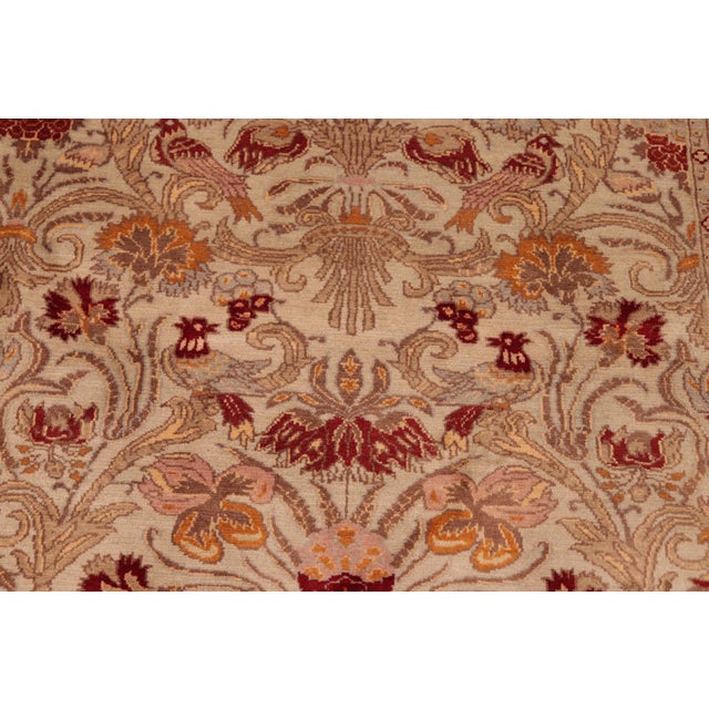 Shabby Chic Botanical 1990's Pak-Persian Taupe/Red Wool Rug - 6'0'' X 9'2'' For Sale In New York - Image 6 of 9