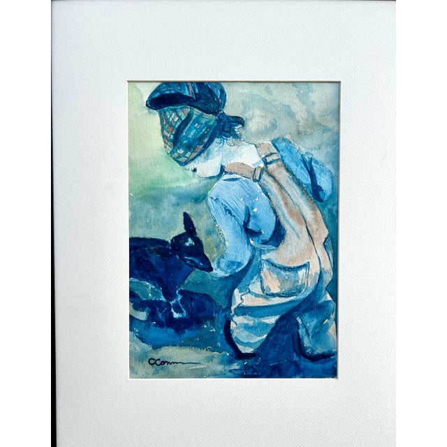 Giclee Fine Art PrintnWatercolor Fine Art Painting “Farm Kids” For Sale - Image 4 of 5