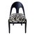 This Mid Century ebonized vintage spoon chair is upholstered in Schumacher Ze'bra Epingle Fabric (43492).
