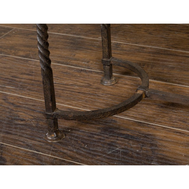 American Midcentury Metal and Wood Two-Tiered Shelving Unit with Twisted Motifs For Sale - Image 12 of 12