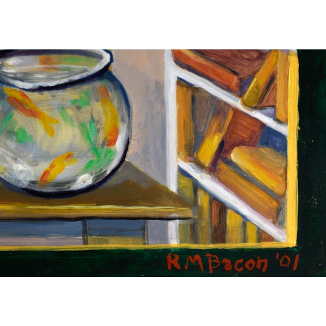 Black Trompe l'Oeil Still Life and Landscape in Acrylic on Masonite by Richard M. Bacon For Sale - Image 8 of 9