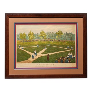 Vintage Sidney Z. Lucas "Grand Match at the Elysian Fields" Framed Baseball Print For Sale