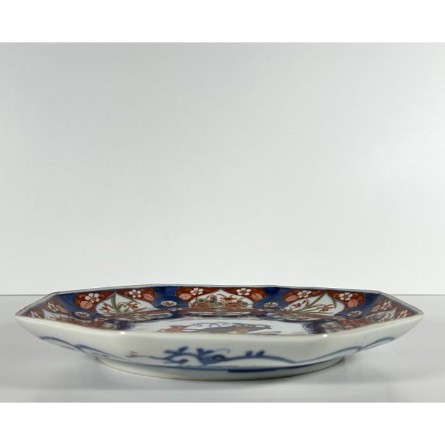Antique Imari Octagonal Plate: Edo Period Japanese Porcelain, Fuku Seal Mark For Sale - Image 6 of 10