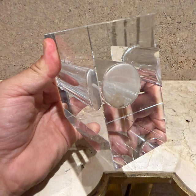 Crystal Square Flower Bud Vase by Tizo Modern Design, Crystal 1980s Post-Modern For Sale - Image 9 of 9
