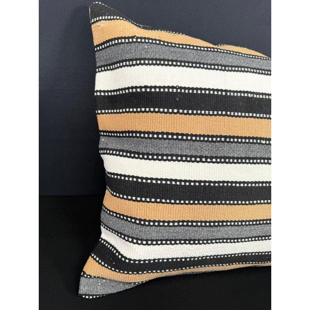 Turkish Hemp Pillow Cushion Natural Beige Black Cushion Cover 20"x20" #18143 Enhance your home decor with our Kilim Pillow...