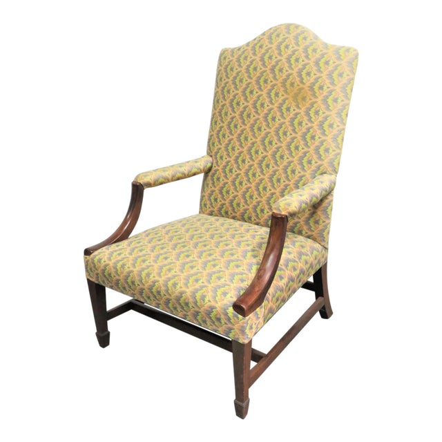 19th C Hepplewite Mahogany Library Chair For Sale