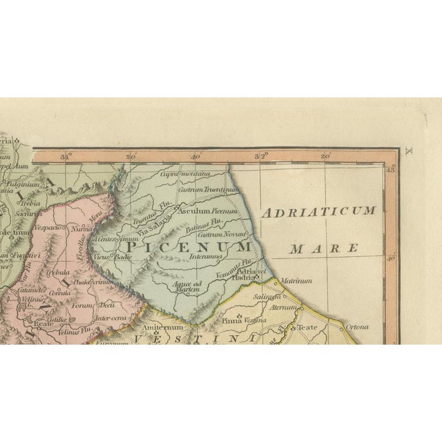 Gold Antique Map of Central Italy and Early Roman Empire by Wilkinson, 1801 For Sale - Image 8 of 12