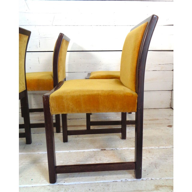 Chairs in Beech and Gold Silk Velvet, 1980s, Set of 4 For Sale - Image 4 of 16