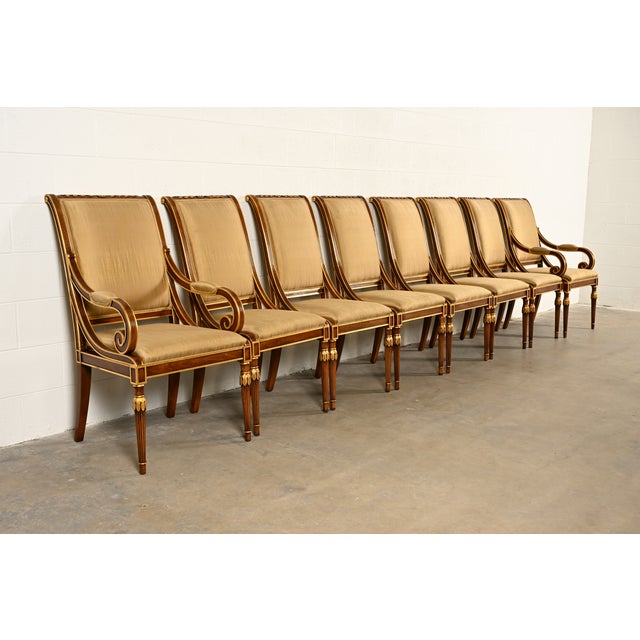 Karges French Regency Louis XVI Carved Walnut and Gold Gilt Dining Chairs | Set of Eight For Sale - Image 16 of 16