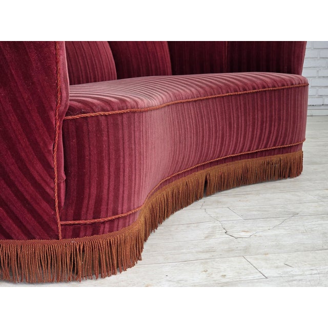 Vintage Danish Two-Seater Banan Sofa in Furniture Velour and Oak, 1960s For Sale - Image 16 of 18