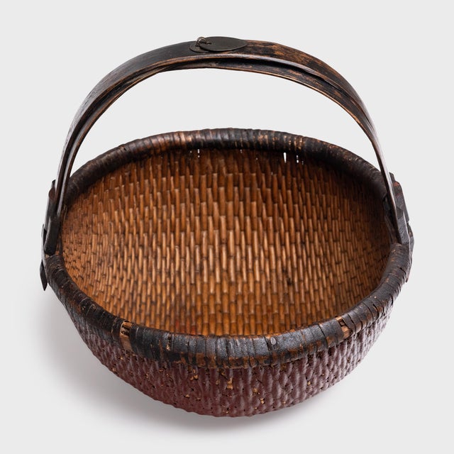 Rustic Antique Chinese Lacquered Market Basket, Early 20th Century For Sale - Image 3 of 4