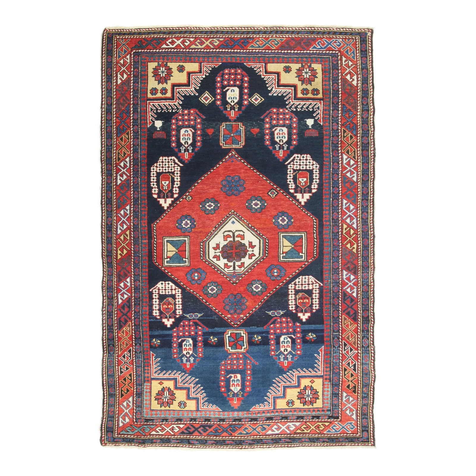Antique Caucasian Baku Shirvan Rug -5' 6'' X 3' 4'' | Chairish