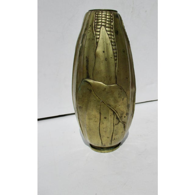 Art Nouveau Antique Bronze Corn Cob Vase French Art Nouveau 1900s For Sale - Image 3 of 6