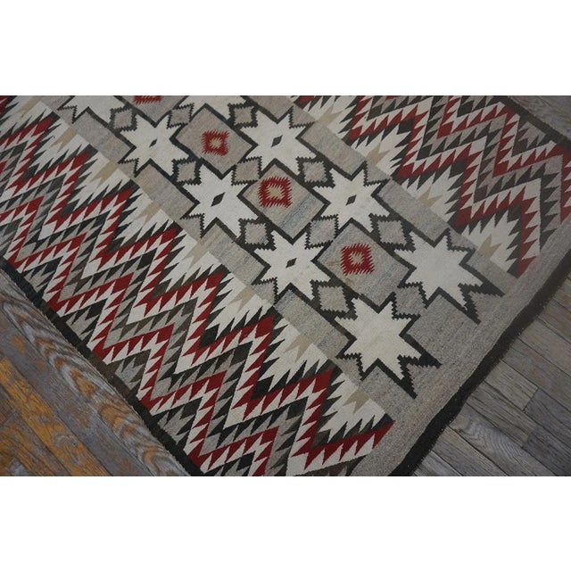 1920s Gray Geometric Antique American Navajo Carpet 3'8" X 5'10" Flatweave Wool Rug For Sale - Image 9 of 9