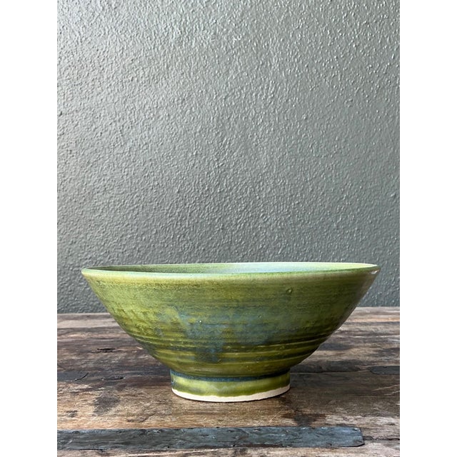 Vintage Studio Pottery Green Bowl For Sale - Image 12 of 15