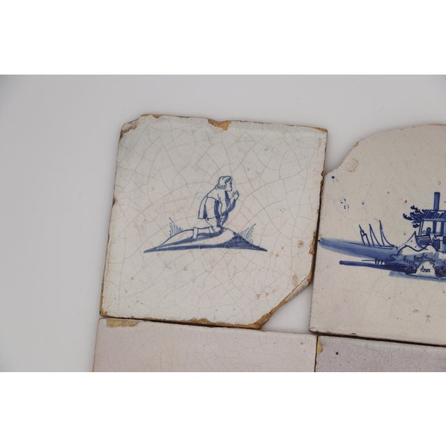 Circa: 18th Century. Origin: Netherlands. Material: Earthenware. Approximate dimensions of each tile: Height: 4.92 inches...