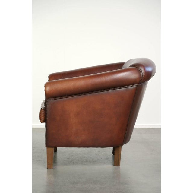 2000 - 2009 English Sheepskin Club Armchair in Dark Cognac For Sale - Image 5 of 13