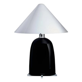 Ovale Carlo Moretti Contemporary Mouth Blown Black Murano Glass Table Lamp For Sale