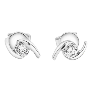 Natural 0.20 Carat Round Cut Diamond Curved Ying & Yang Stud Earrings - 2 Pieces