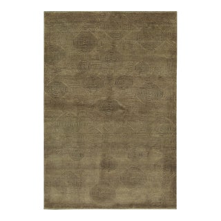 9x12 Yara Brown Geometric Contemporary Hand Knotted Wool Carpet Rug For Sale