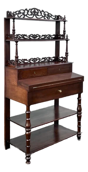 19th Century Victorian Mahogany Etagere Desk