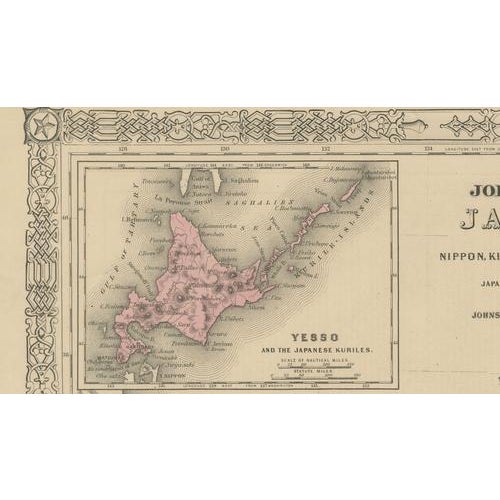 Antique Map of Japan from Johnson & Ward, 1865 For Sale - Image 4 of 10