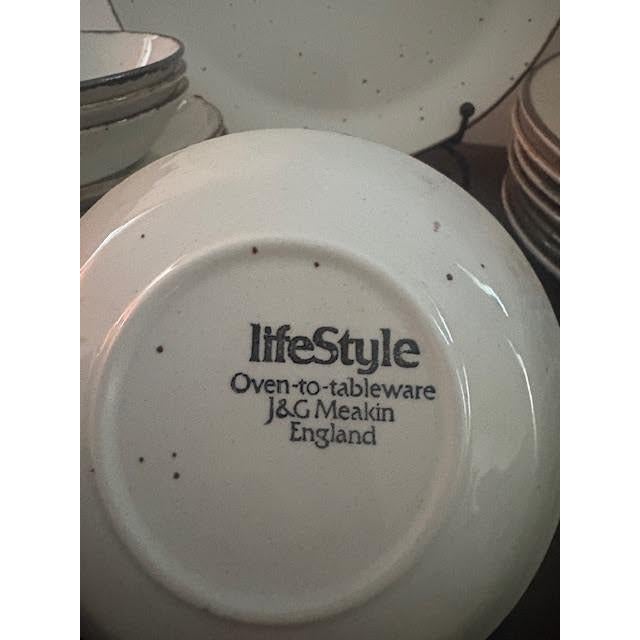 Vintage Mid-Century Modern J&g Meakin England Lifestyle Oven-to-Tableware Speckled Stoneware Set - 36 pcs For Sale - Image 4 of 9