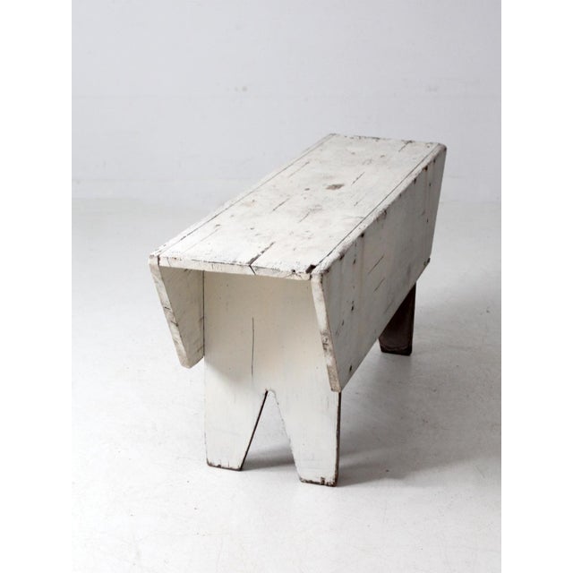 Antique White Farmhouse Bench For Sale - Image 4 of 18