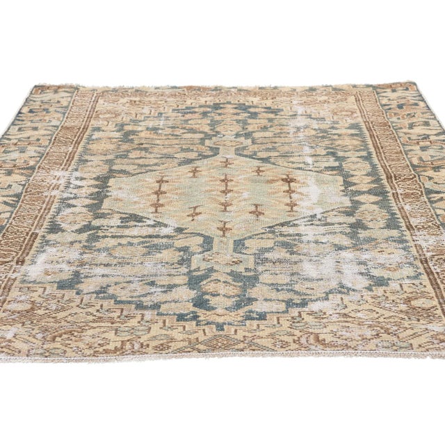 Rustic Early 20th Century Antique-Worn Persian Malayer Rug - 03'09 X 05'06 For Sale - Image 3 of 9